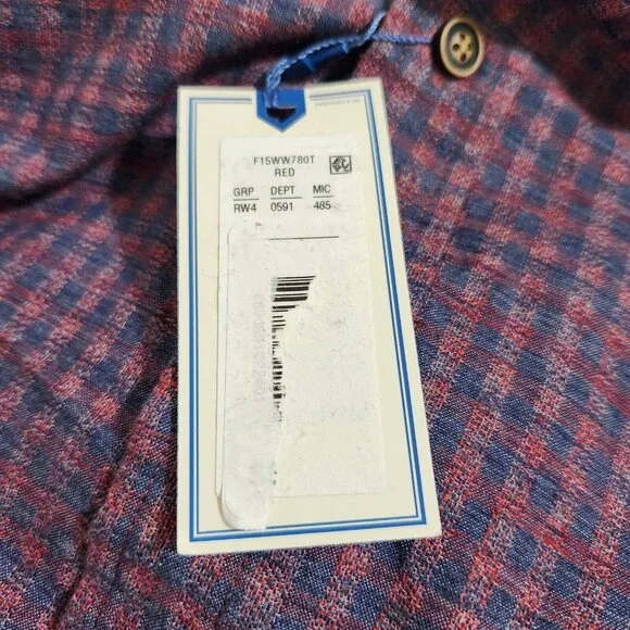 Rowm Mens Long Sleeve Button-Down Shirt Red/Blue Checkered size LT - Picture 5 of 11